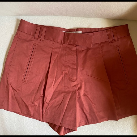 French Connection Rusty Red Pleated Shorts Size 8 - Picture 1 of 5